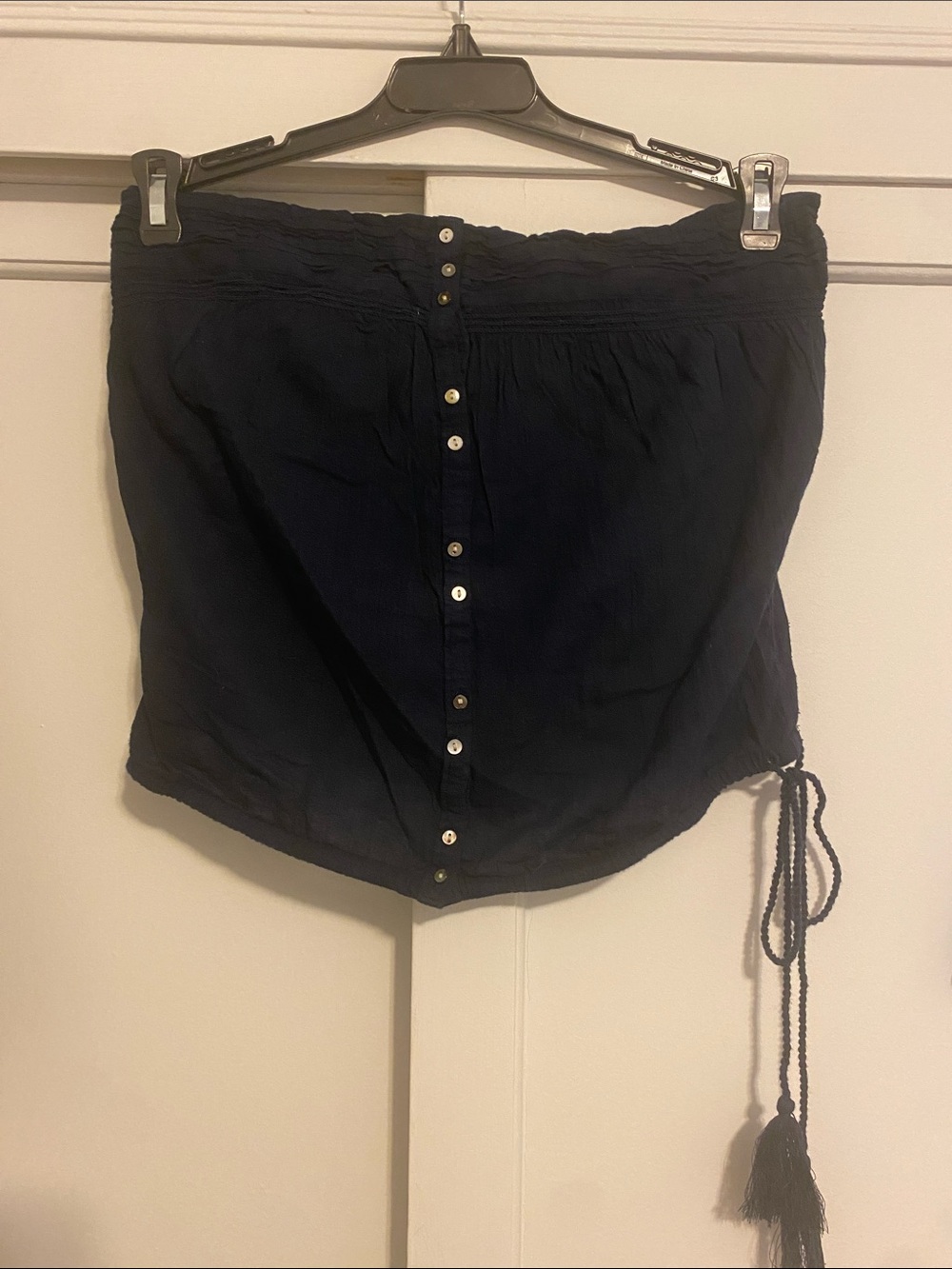 aerie Navy Blue Strapless Button-Front Tube Top - size medium